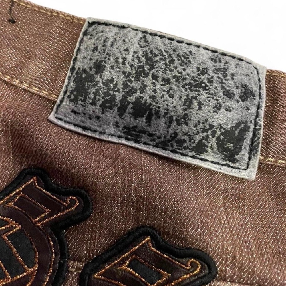Vintage Imperious Delf Trading Co Fearless Embroidered Baggy Brown Jeans - Picture 5 of 5
